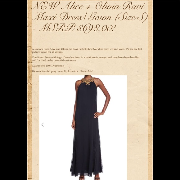 Alice&Olivia Ravi Black Stunning Embellished Neck - Picture 8 of 8